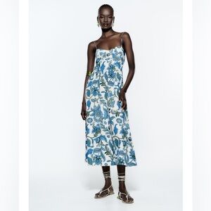 Zara Printed Midi Floral Dress